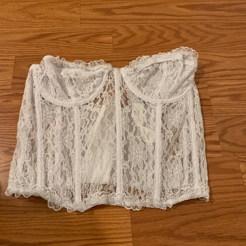 white lace corset top